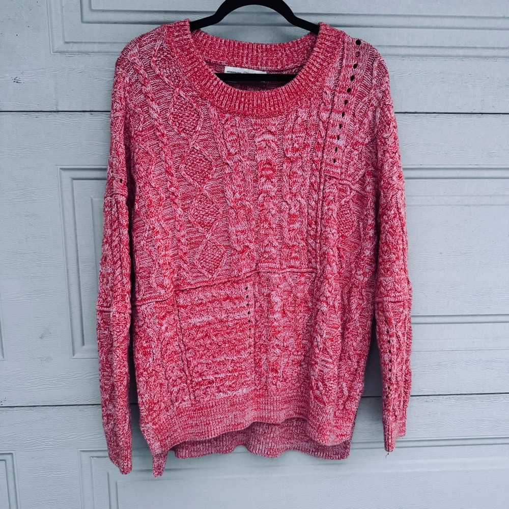 Maeve Anthropologie Textured Red Heathered Sweater
